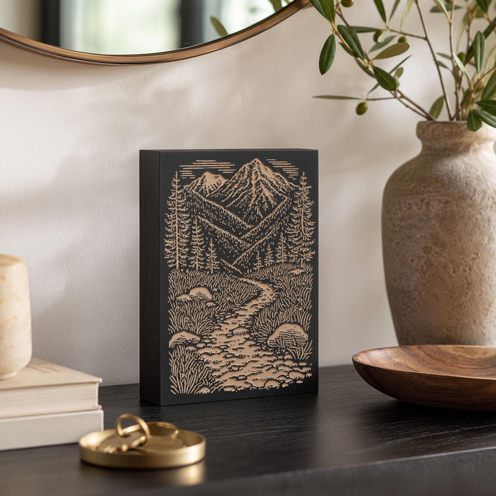 Rocky Mountain Trail Engraved Wood Panel