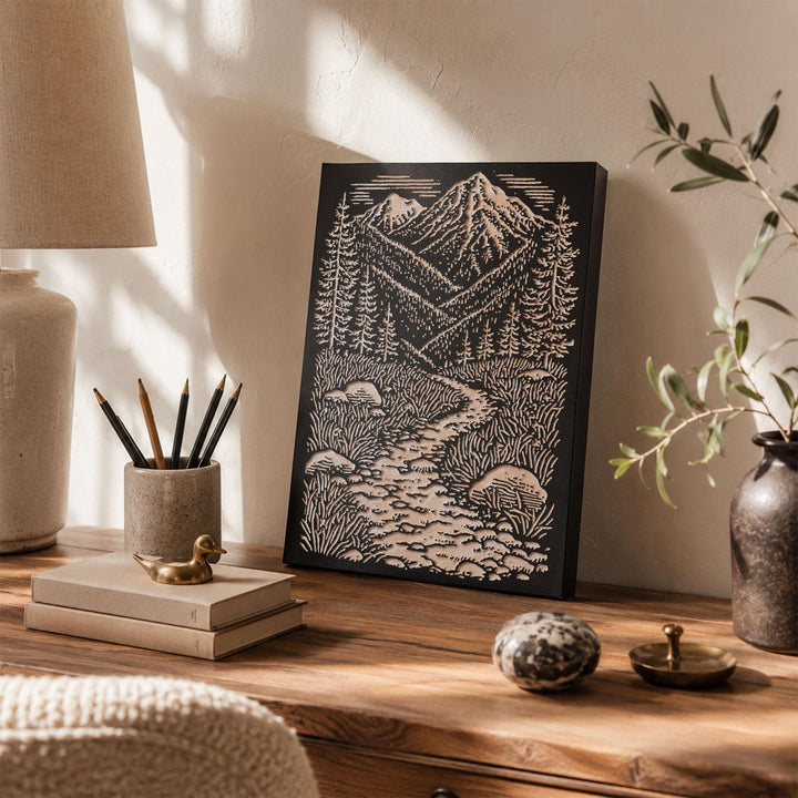 Rocky Mountain Trail Engraved Wood Panel