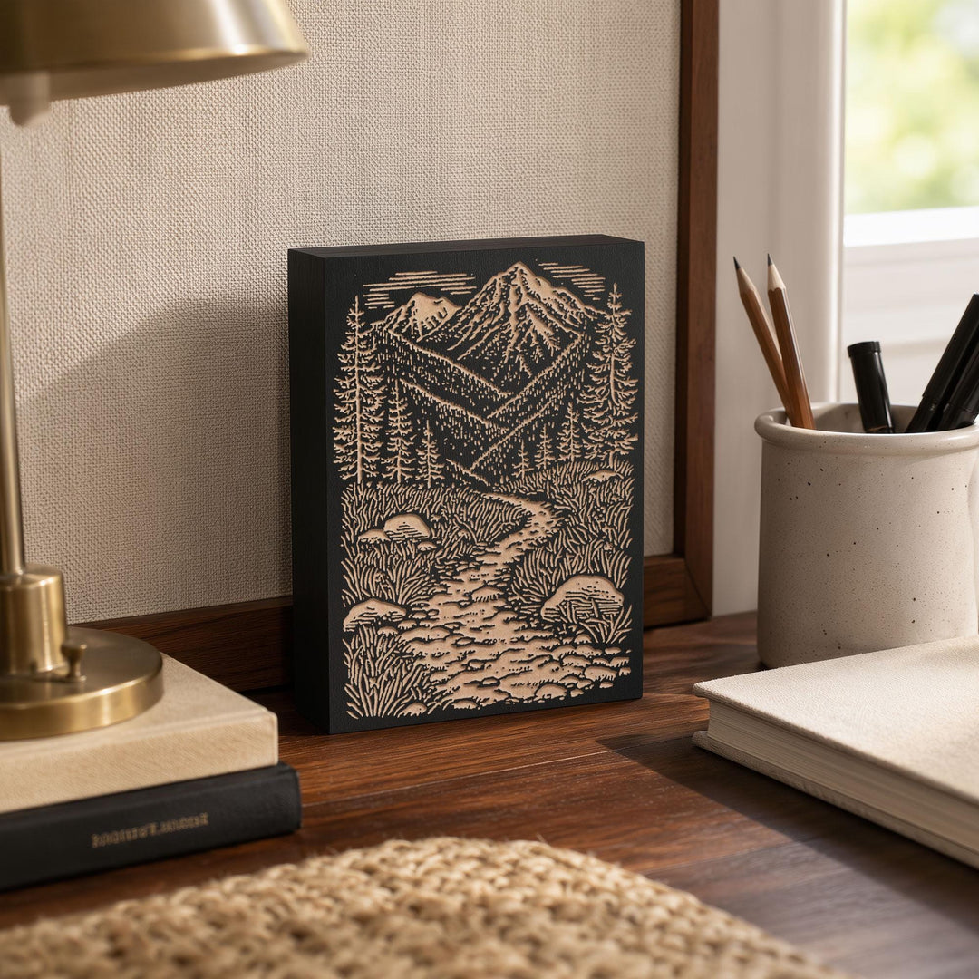 Rocky Mountain Trail Engraved Wood Panel