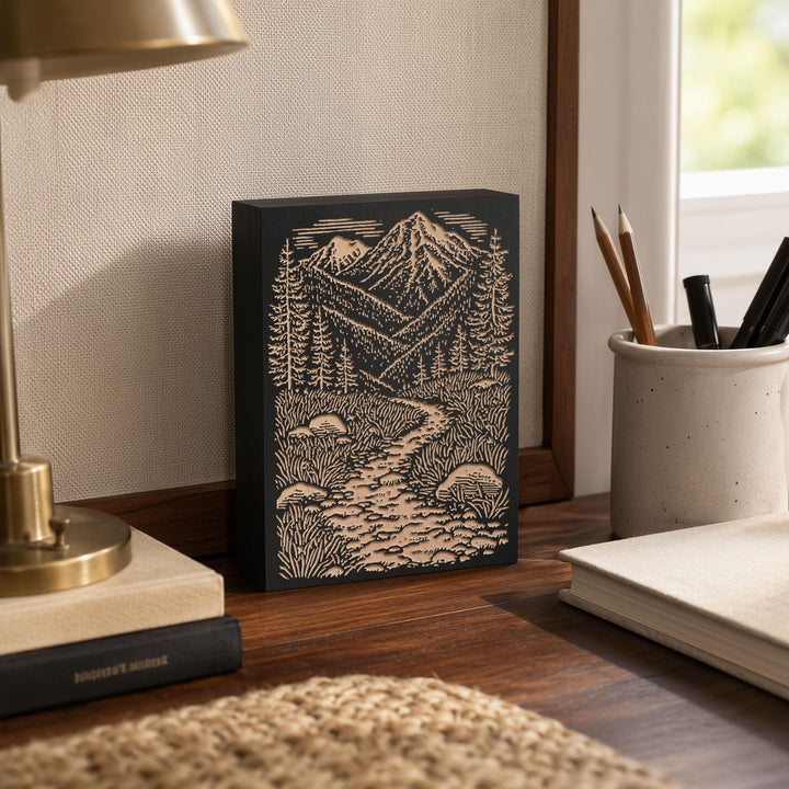 Rocky Mountain Trail Engraved Wood Panel