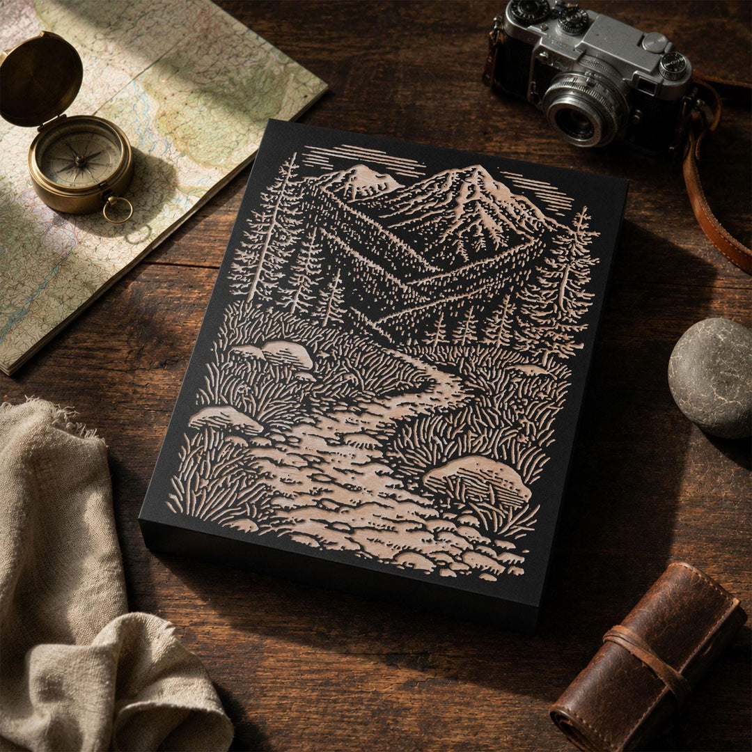 Rocky Mountain Trail Engraved Wood Panel