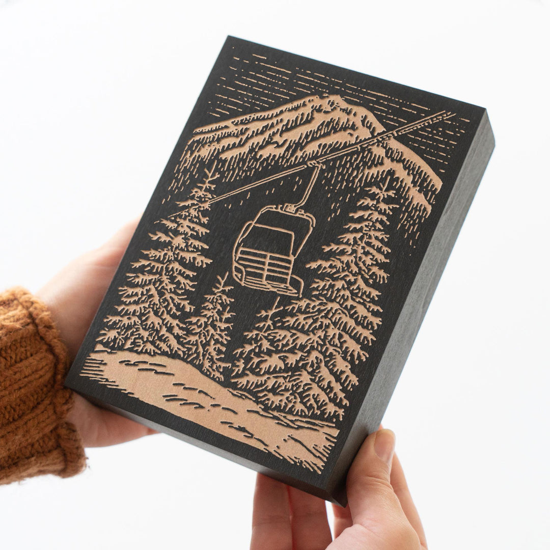 Single Chairlift Engraved Wood Panel