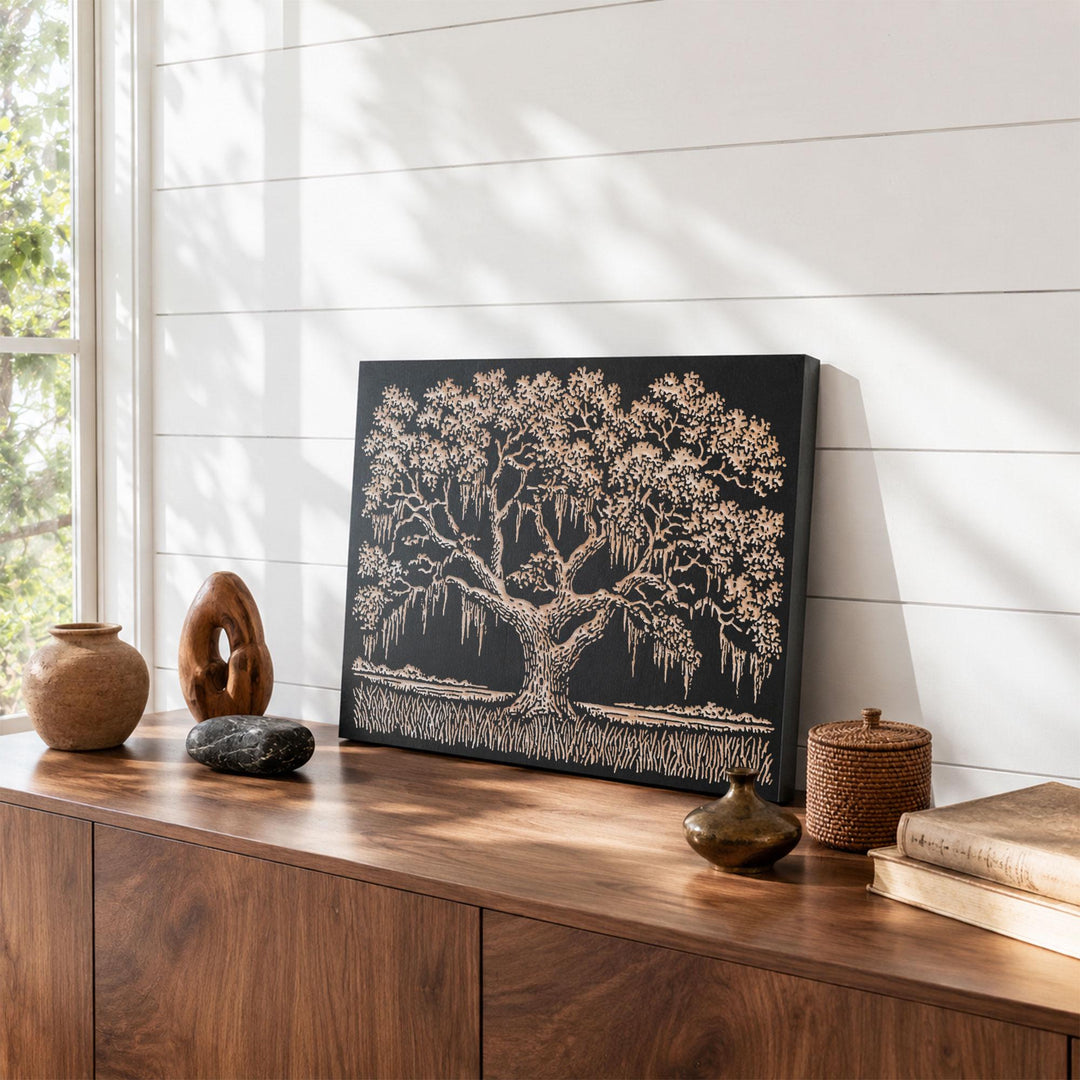 Southern Live Oak Engraved Wood Panel