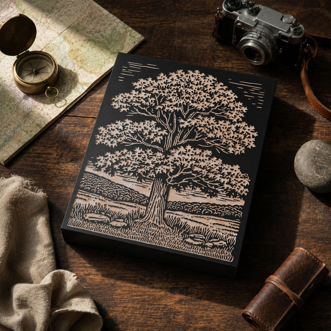 Sugar Maple in Field Engraved Wood Panel