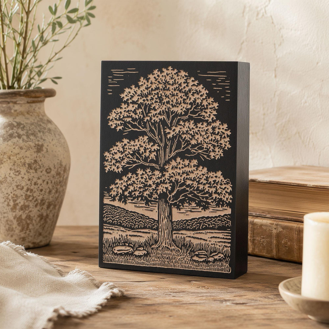 Sugar Maple in Field Engraved Wood Panel