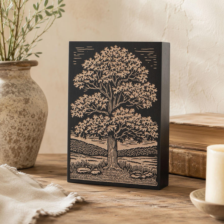 Sugar Maple in Field Engraved Wood Panel