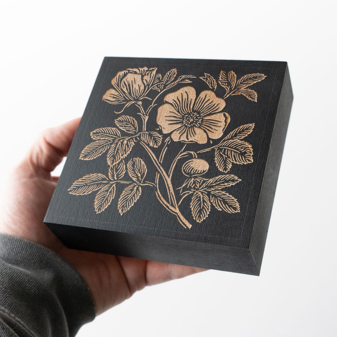 Beach Rose Engraved Wood Panel