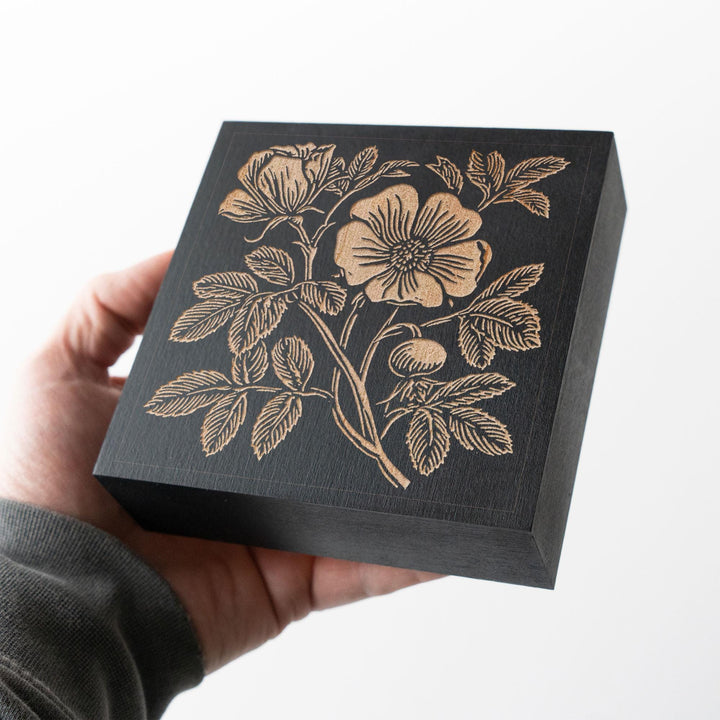Beach Rose Engraved Wood Panel