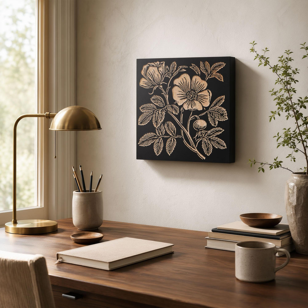 Beach Rose Engraved Wood Panel