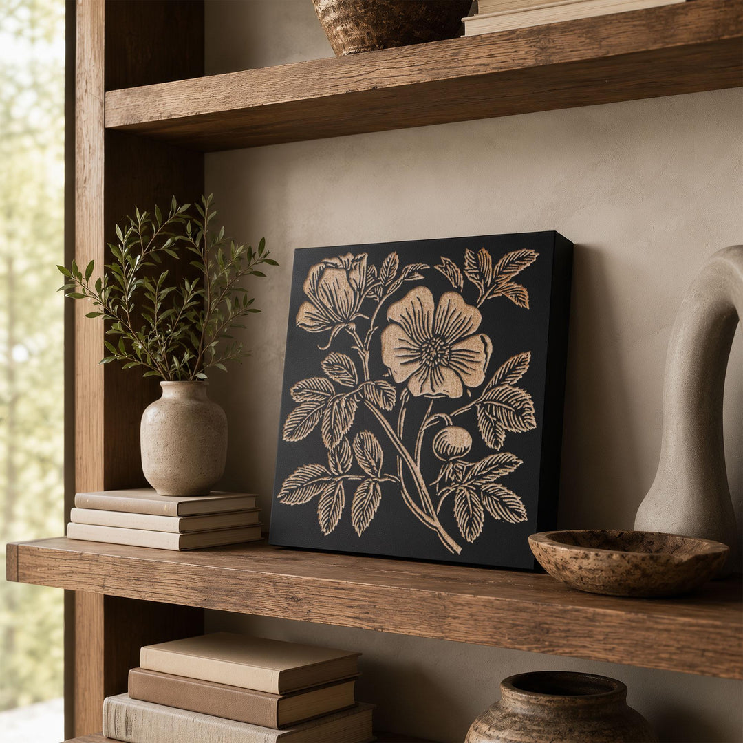 Beach Rose Engraved Wood Panel