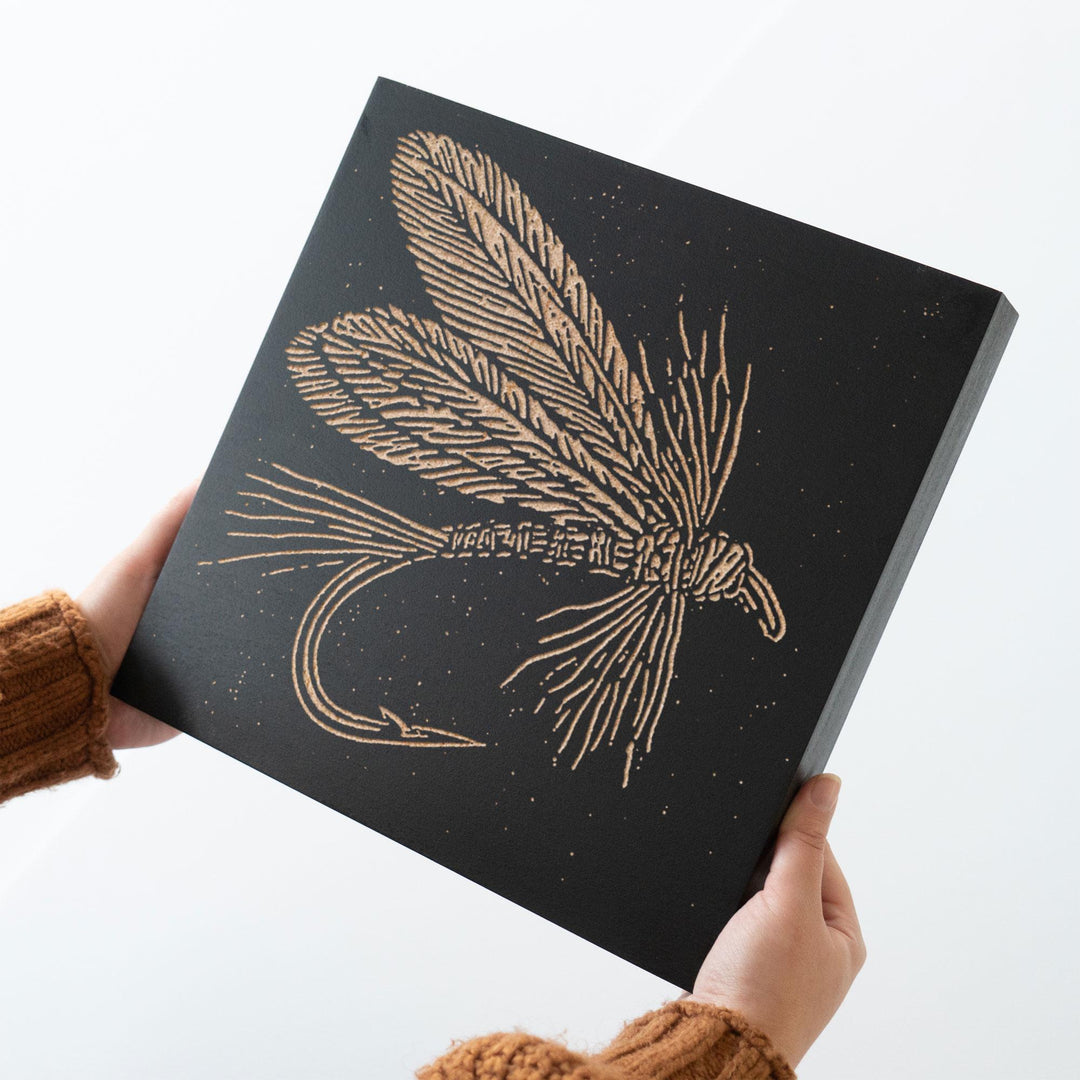 Classic Hand-Tied Fly Engraved Wood Panel