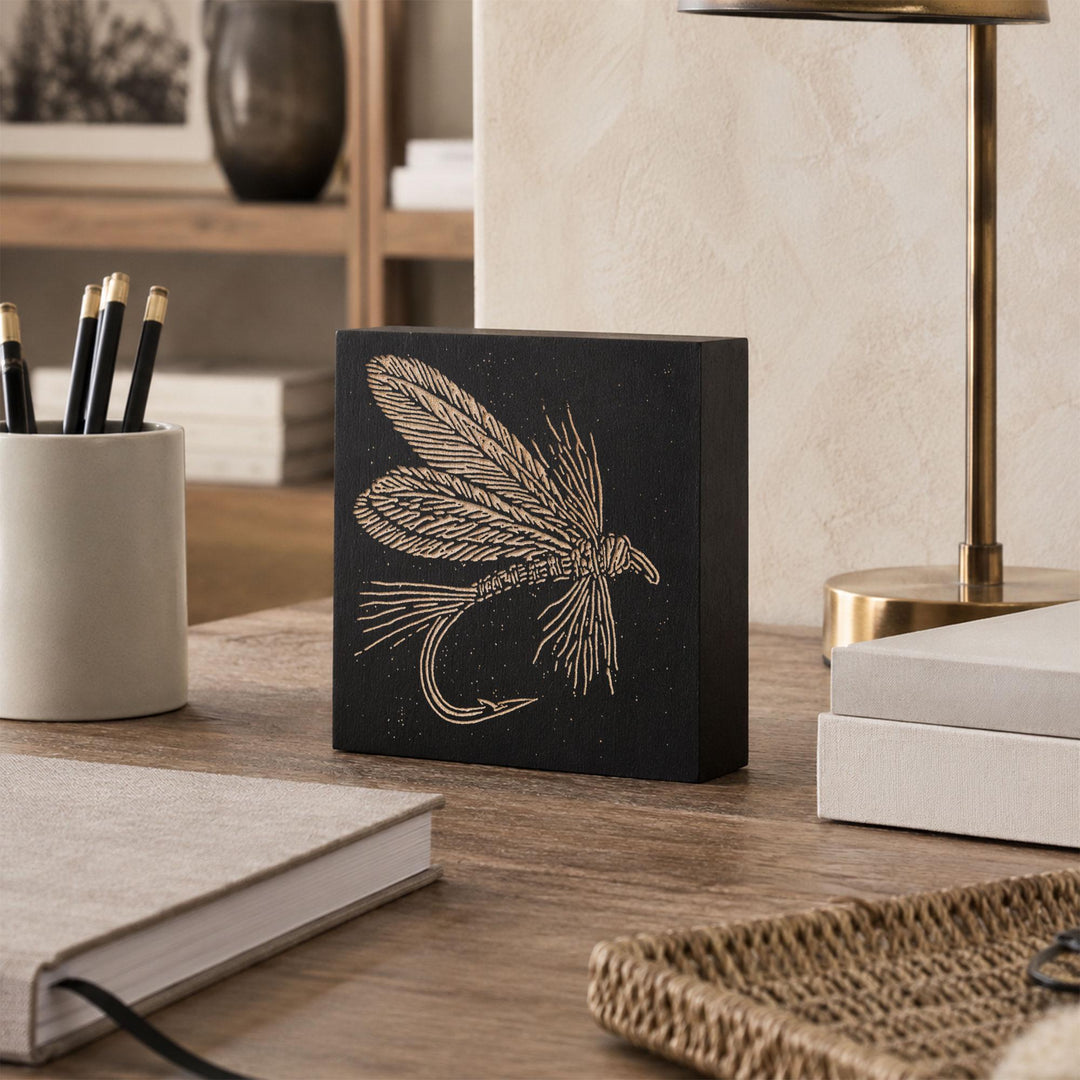 Classic Hand-Tied Fly Engraved Wood Panel
