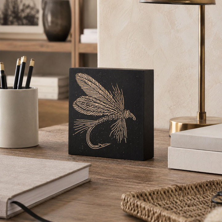 Classic Hand-Tied Fly Engraved Wood Panel
