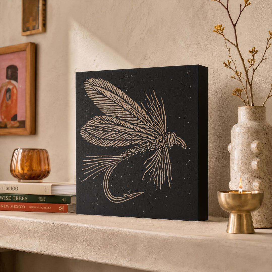 Classic Hand-Tied Fly Engraved Wood Panel