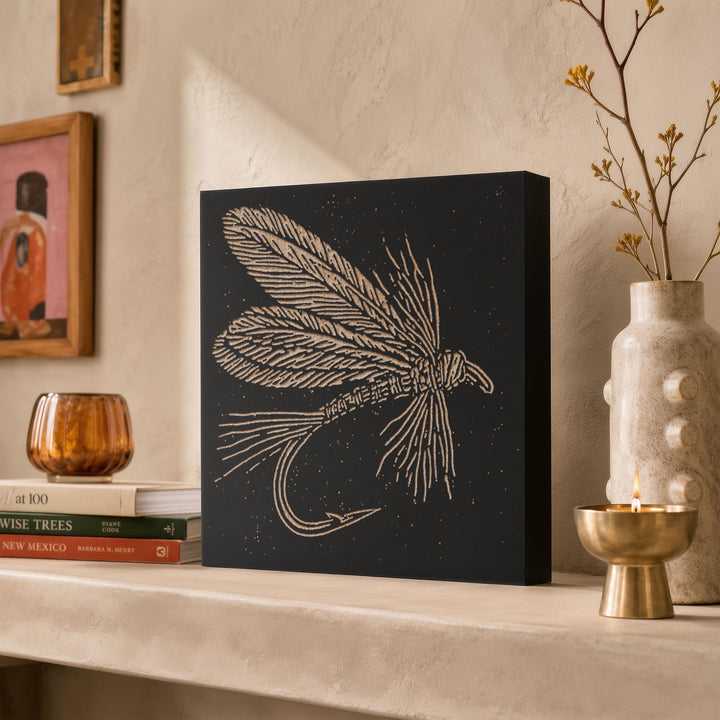 Classic Hand-Tied Fly Engraved Wood Panel