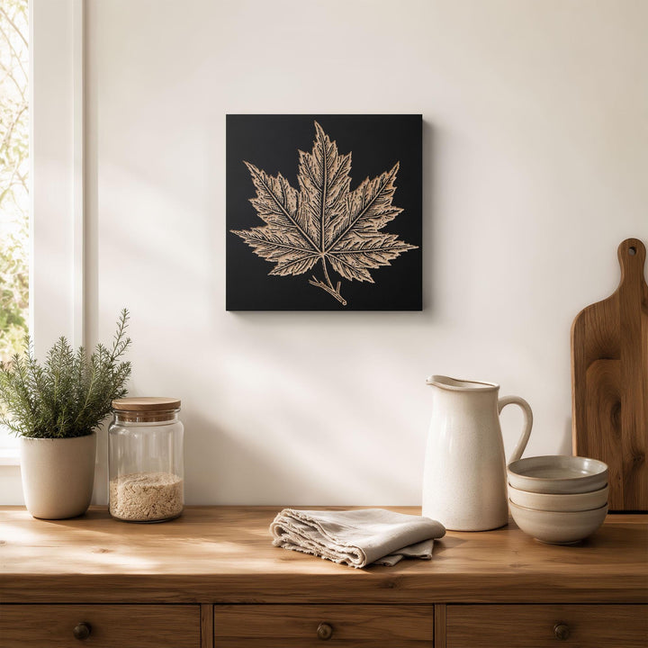 Sugar Maple Leaf Engraved Wood Panel