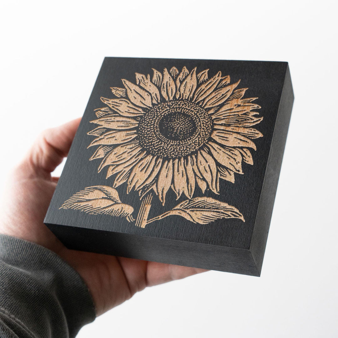 Sunflower Engraved Wood Panel