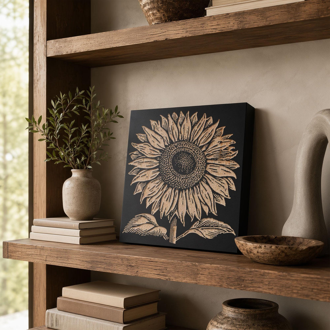 Sunflower Engraved Wood Panel