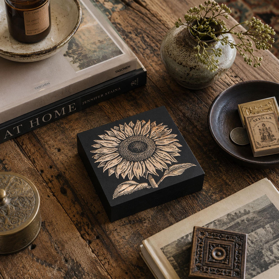 Sunflower Engraved Wood Panel