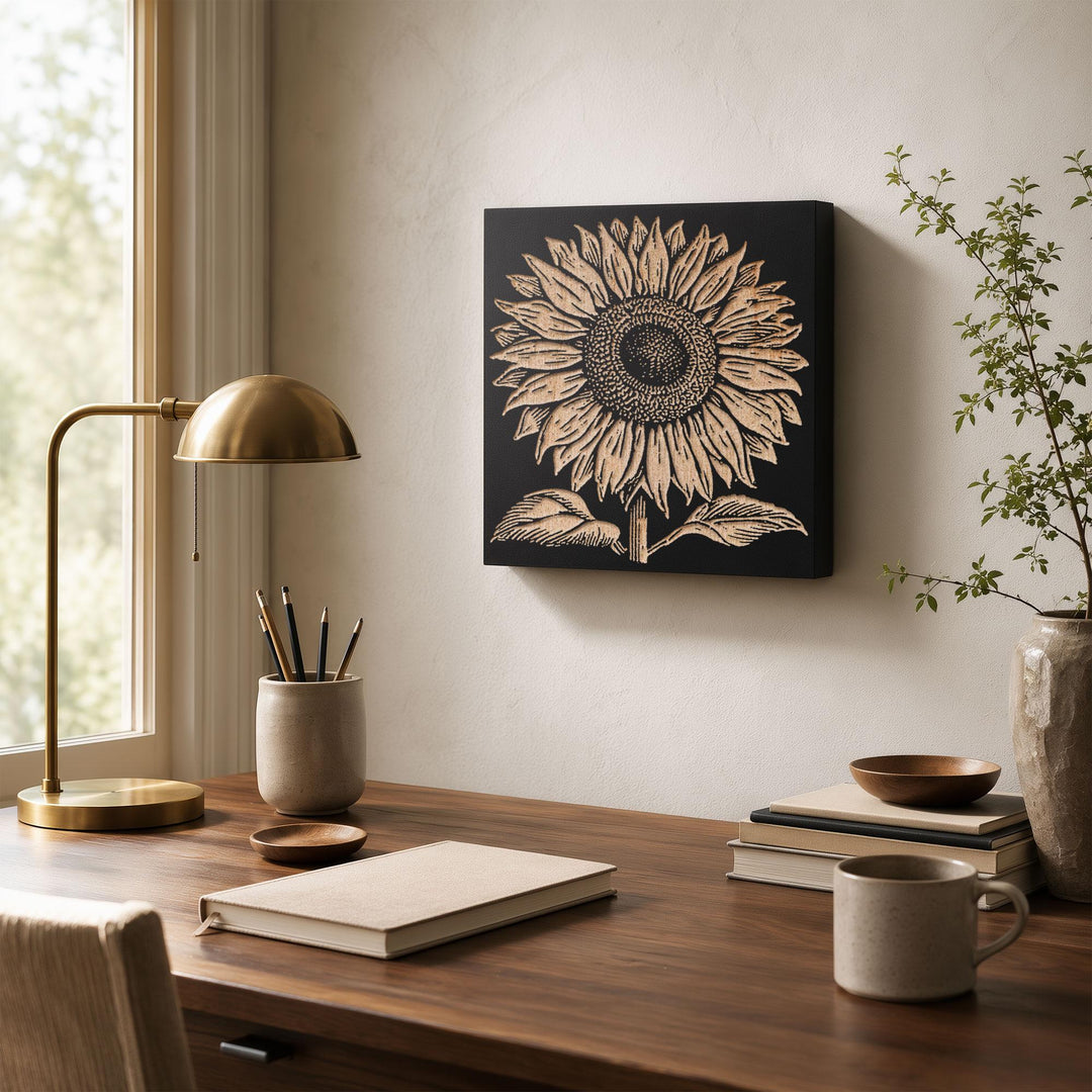 Sunflower Engraved Wood Panel
