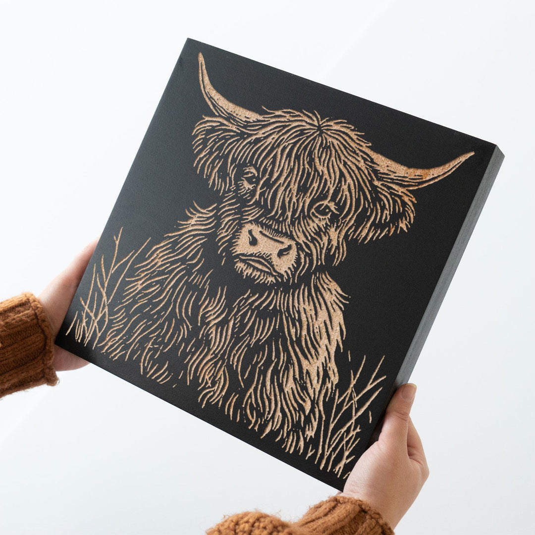 Highland Cow Engraved Wood Panel