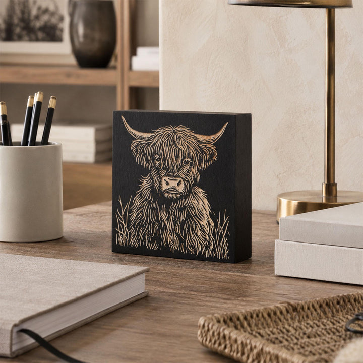 Highland Cow Engraved Wood Panel