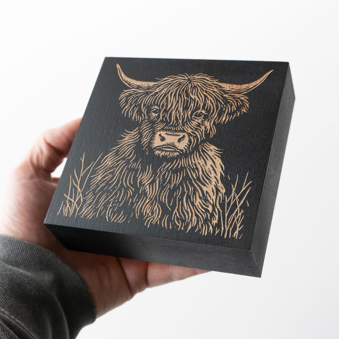 Highland Cow Engraved Wood Panel
