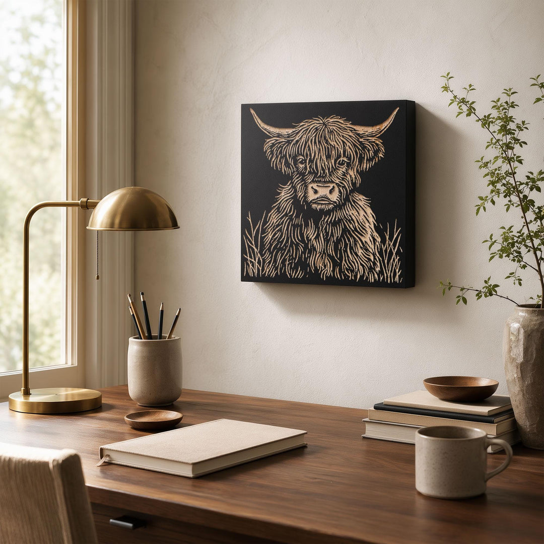 Highland Cow Engraved Wood Panel