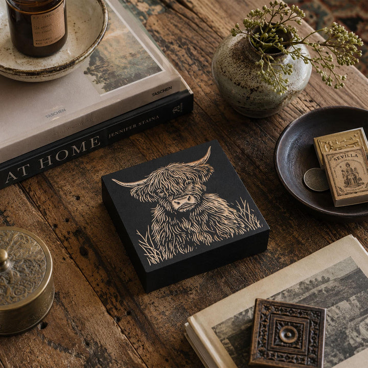 Highland Cow Engraved Wood Panel