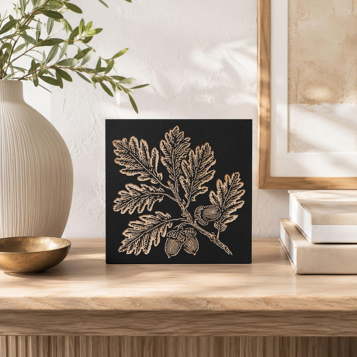 Oak Branch with Acorns Engraved Wood Panel