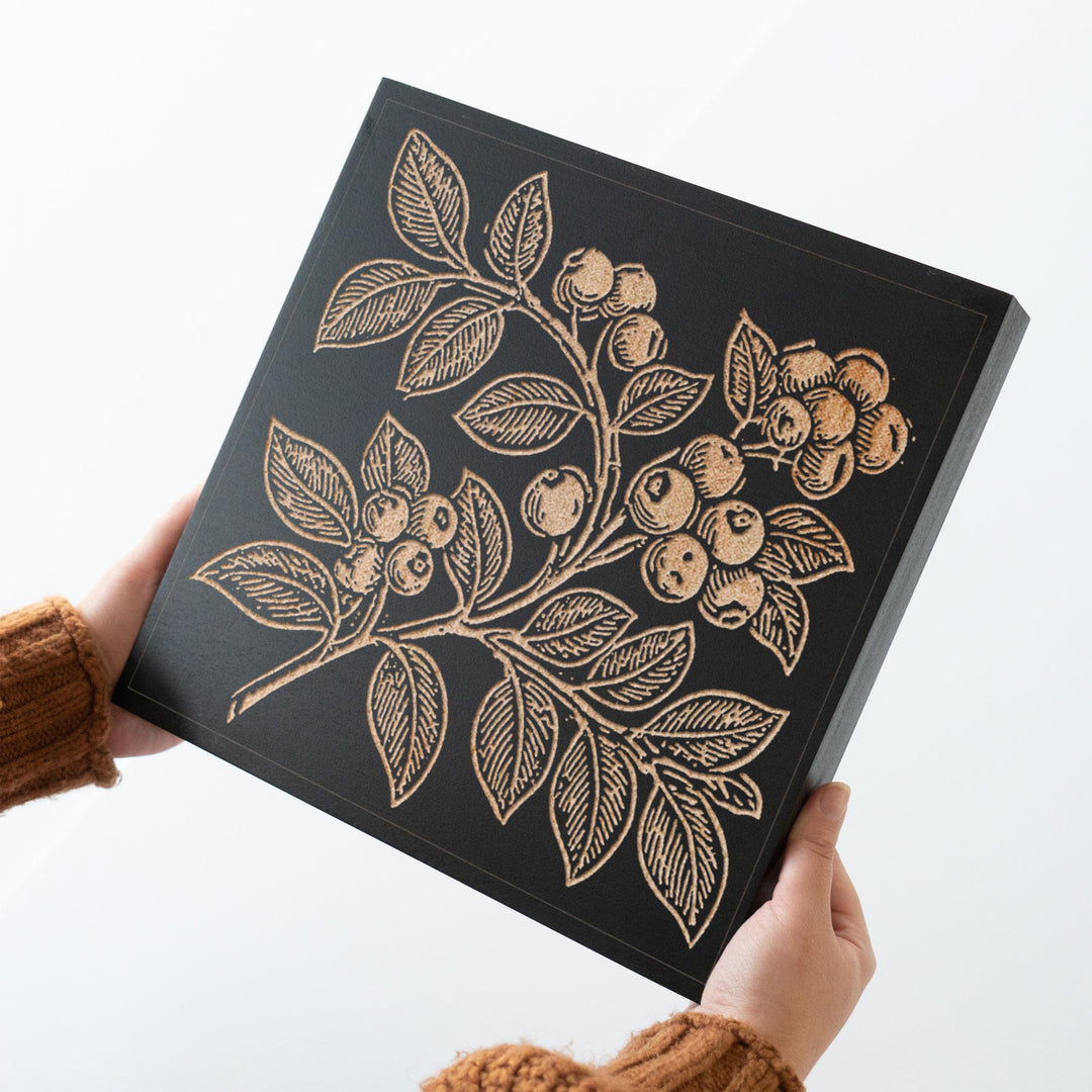 Wild Blueberries Engraved Wood Panel