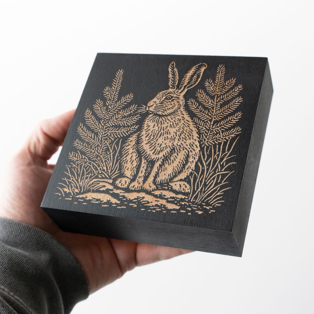 Snowshoe Hare Engraved Wood Panel