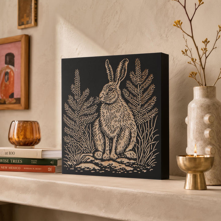 Snowshoe Hare Engraved Wood Panel