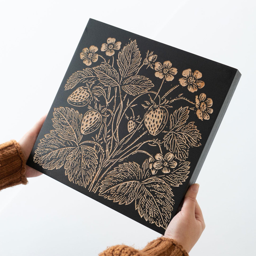 Wild Strawberries Engraved Wood Panel