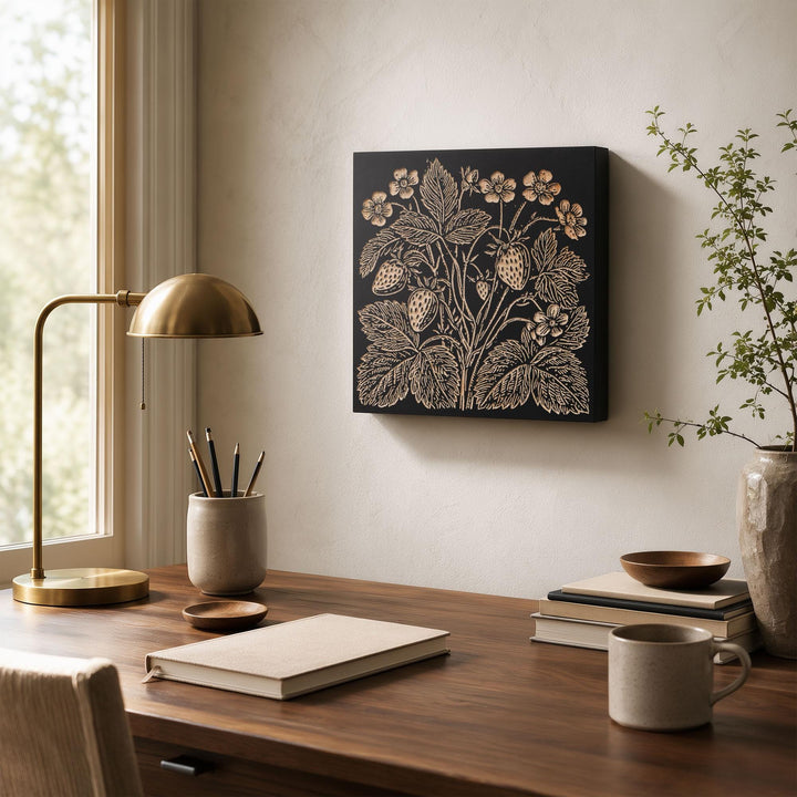 Wild Strawberries Engraved Wood Panel