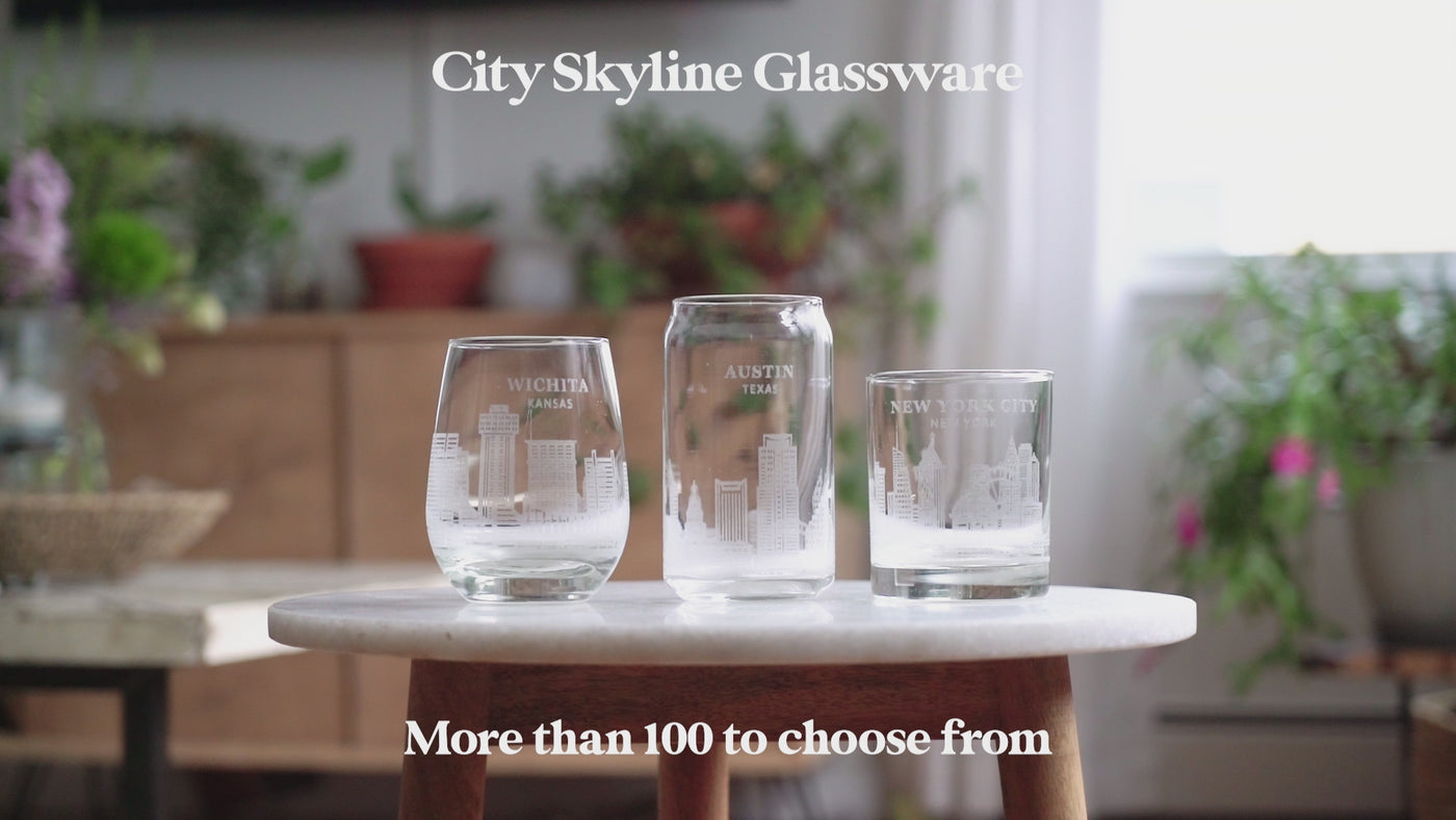 Austin, Texas City Skyline Engraved Glasses