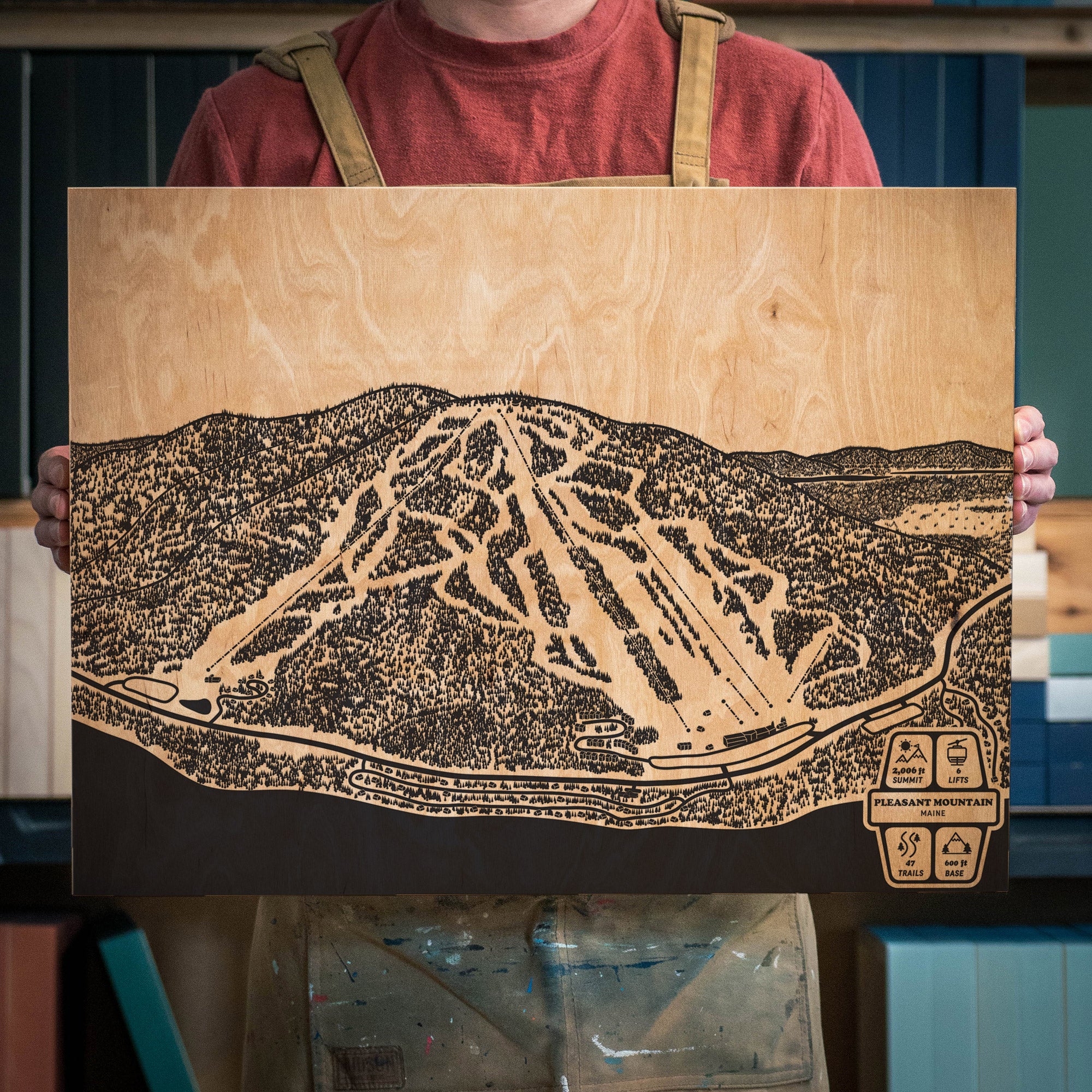 Pleasant Mountain Maine Ski Trail - PLEASANTMOUNTAINGregHolding18x24PanelRendering 