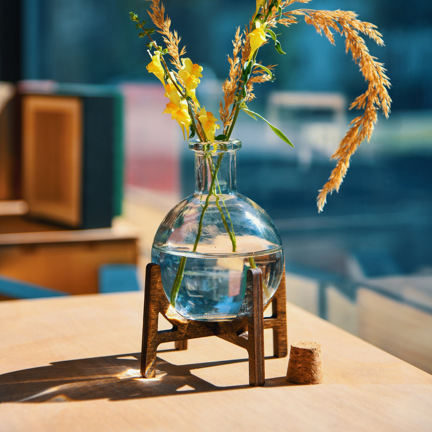Mid Century Modern Beaker Bud Vase Stand