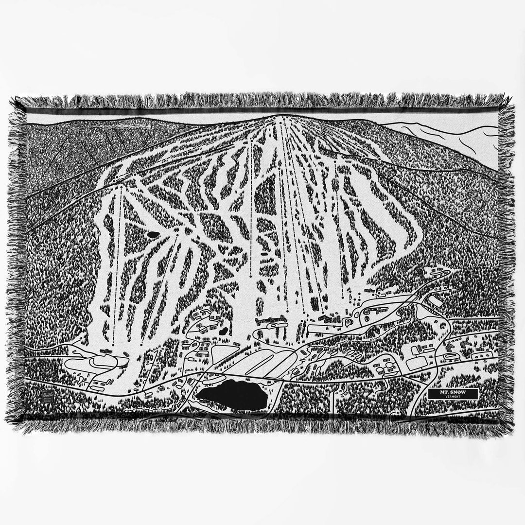 Mount Snow, Vermont Ski Trail Map Blankets