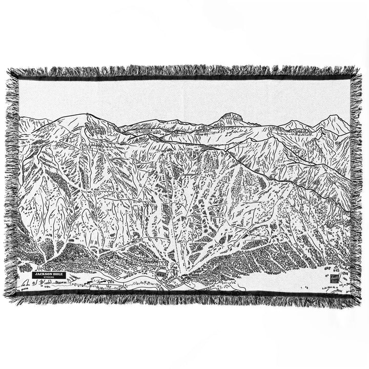 Jackson Hole, Wyoming Ski Trail Map Blankets