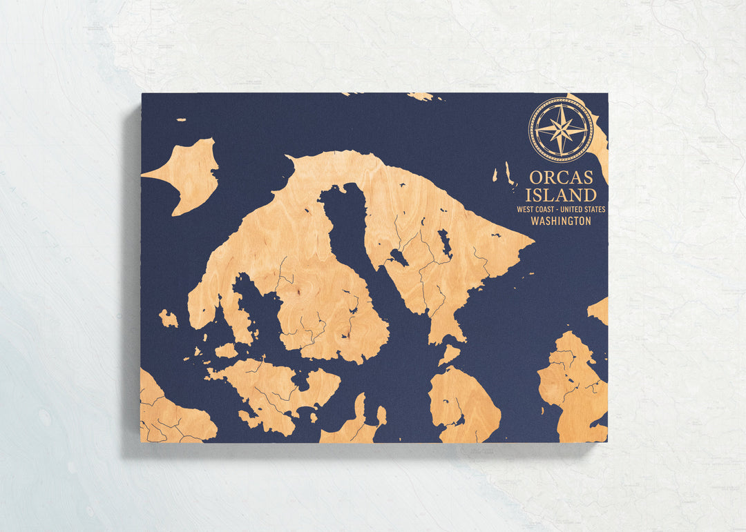 Orcas Island, Washington U.S. Coastal Map