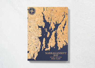 Narragansett Bay, Rhode Island U.S. Coastal Map