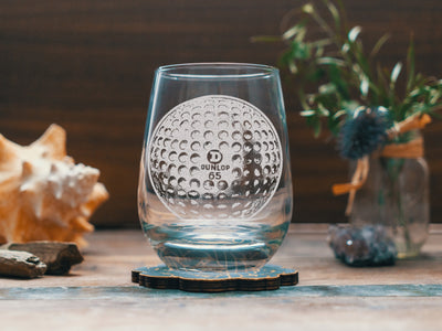 Custom Vintage Golf Ball Engraved Glasses