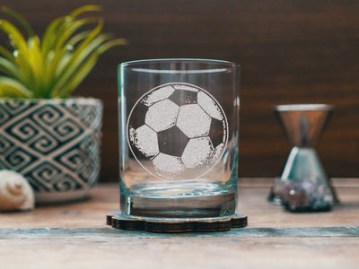 Custom Soccer Ball Engraved Glasses
