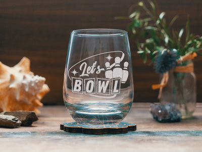 Custom Let's Bowl Engraved Glasses