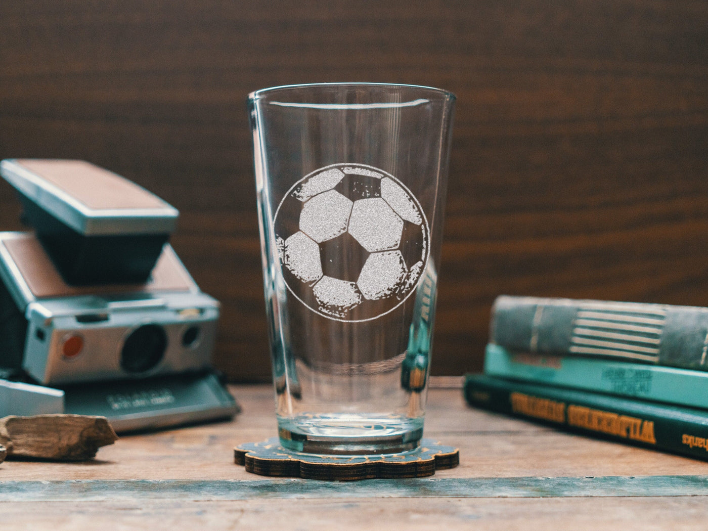 Custom Soccer Ball Engraved Glasses