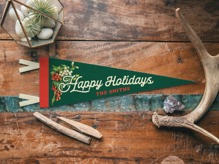 Custom Happy Holidays Felt Pennant