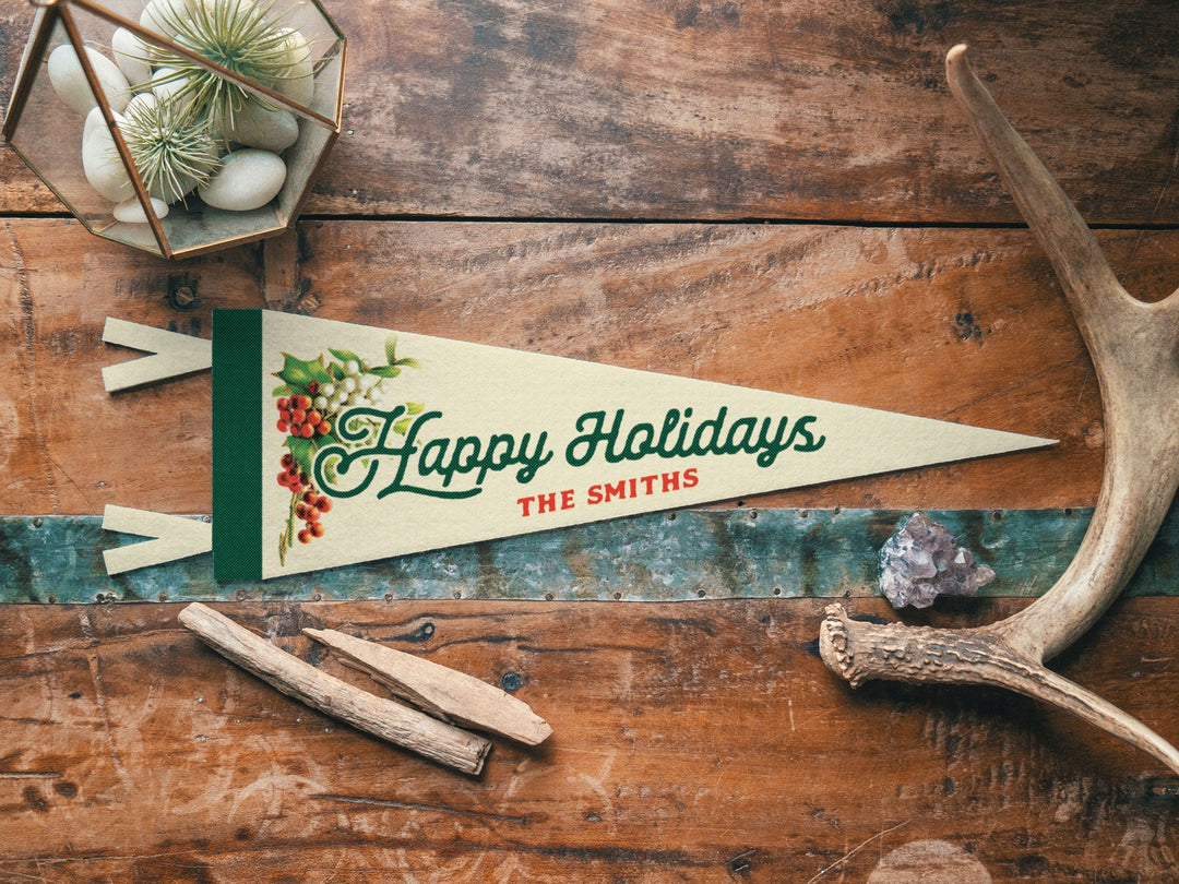 Custom Happy Holidays Felt Pennant