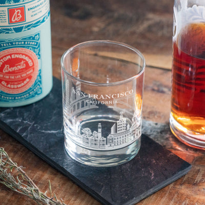 San Francisco, California City Skyline Engraved Glasses