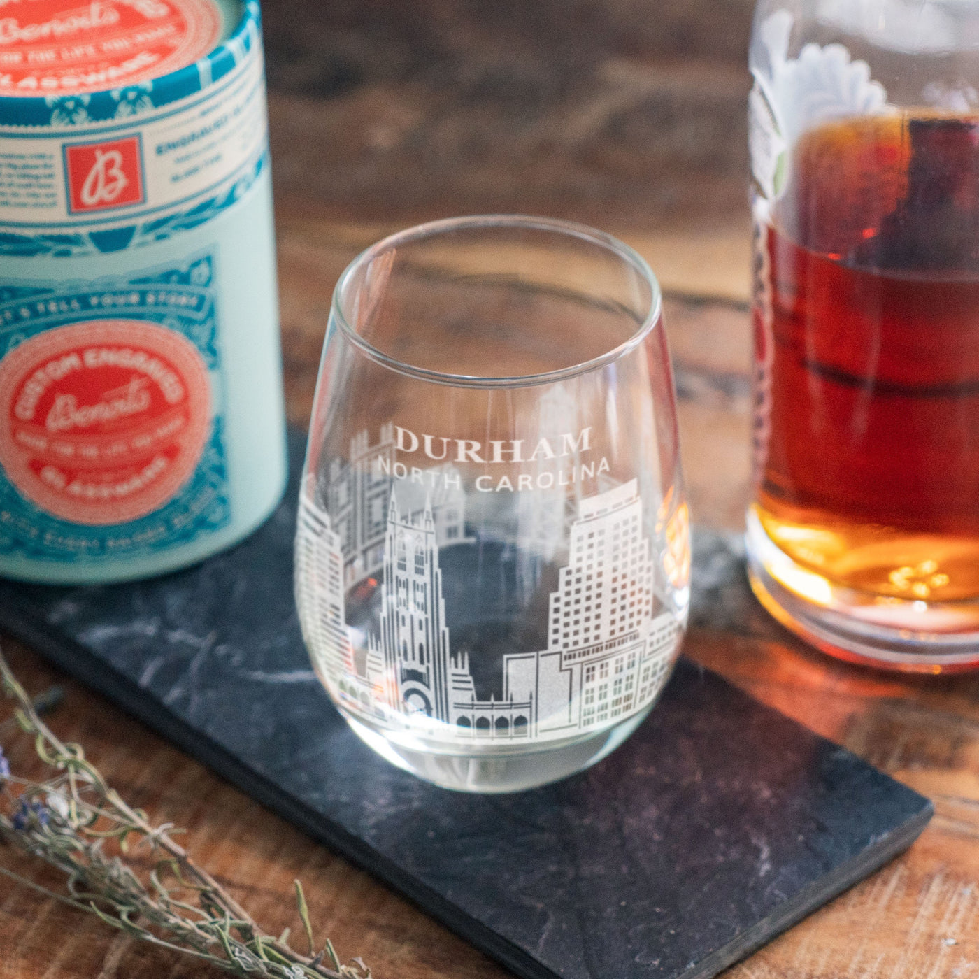 Durham, North Carolina Skyline Glasses